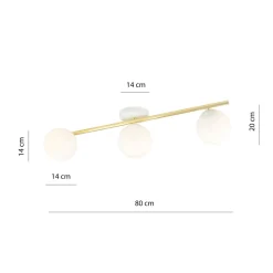 Emibig Deckenleuchte Weiß Gold 80 cm 3-flammig LUISELLA* Deckenleuchten|Flurlampen