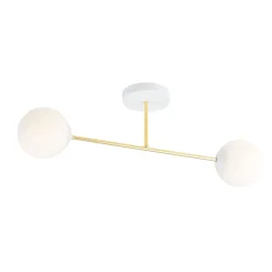 Emibig Deckenleuchte Weiß Gold 2-flammig 55 cm E14 ANNETTA