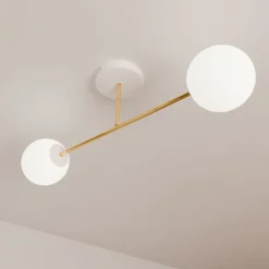 Emibig Deckenleuchte Weiß Gold 2-flammig 55 cm E14 ANNETTA