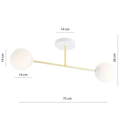 Emibig Deckenleuchte Weiß Gold 2-flammig 55 cm E14 ANNETTA
