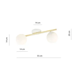 Emibig Deckenleuchte Weiß Gold Kugelschirm Glas Metall* Deckenleuchten|Flurlampen