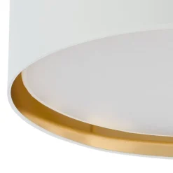 TK Lighting Deckenleuchte Weiß Gold rund Ø 60 cm wohnlich Stoff* Deckenleuchten|Flurlampen