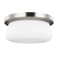 Elstead Deckenleuchte Weiß Nickel rund Ø33cm Metall Glas* Deckenleuchten|Flurlampen