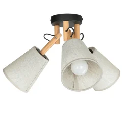 TK Lighting Deckenleuchte Wohnzimmer 3-flammig Leinen Holz Metall* Schlafzimmer Lampen|Lampen Aus Aller Welt