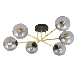 Emibig Deckenleuchte Wohnzimmer 75 cm 6x E14 Glas Metall* Glaslampen|Retro Lampen