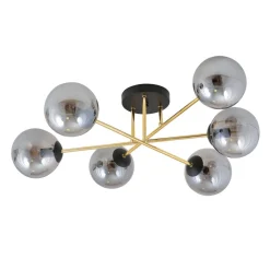 Emibig Deckenleuchte Wohnzimmer 75 cm 6x E14 Glas Metall* Glaslampen|Retro Lampen