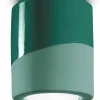 Outlet Ferroluce Deckenspot Aufputz Keramik E27 rund Ø 12,5 cm Grün