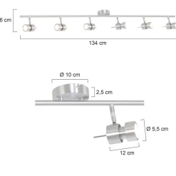 Steinhauer Deckenspot beweglich Metall 134 cm inkl. GU10 6-flmg* Wohnzimmerlampen|Metall Lampen