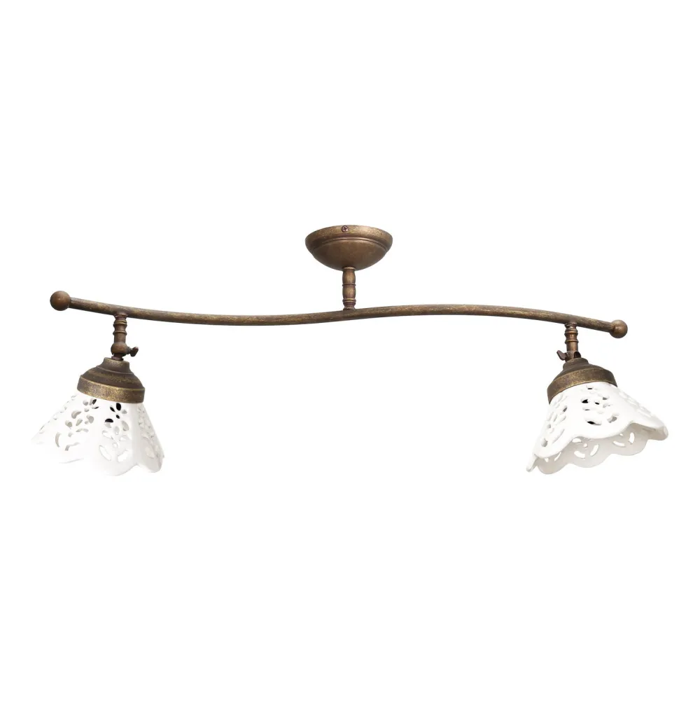 Giovanni Battista Deckenspot 2-flammig B: 69 cm Messing Keramik schwenkbar* Spots|Badezimmer Lampe