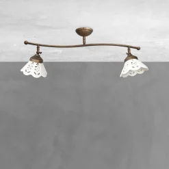 Giovanni Battista Deckenspot 2-flammig B: 69 cm Messing Keramik schwenkbar* Spots|Badezimmer Lampe