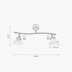 Giovanni Battista Deckenspot 2-flammig B: 69 cm Messing Keramik schwenkbar* Spots|Badezimmer Lampe