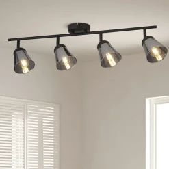 Searchlight Deckenspot 4-flammig B: 83 cm Schwarz Rauchgrau E14* Deckenleuchten|Flurlampen