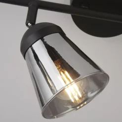 Searchlight Deckenspot 4-flammig B: 83 cm Schwarz Rauchgrau E14* Deckenleuchten|Flurlampen