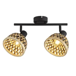 Clearance Searchlight Deckenspot 2-flammig E14 Schwarz Natur Bambus Holz Metall