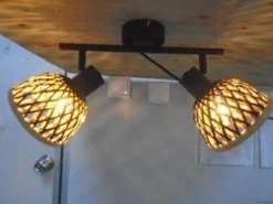 Clearance Searchlight Deckenspot 2-flammig E14 Schwarz Natur Bambus Holz Metall