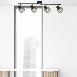 Clearance Searchlight Deckenspot 4-flammig E14 Schwarz Metall Retro Design