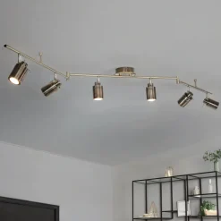 Hot Searchlight Deckenspot 6-flammig IP44 GU10 in Messing Antik Metall Bad