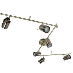 Hot Searchlight Deckenspot 6-flammig IP44 GU10 in Messing Antik Metall Bad