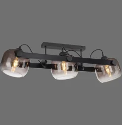 Discount Just Light Deckenspot Glas Metall E27 90 cm 3-flammig schwenkbar