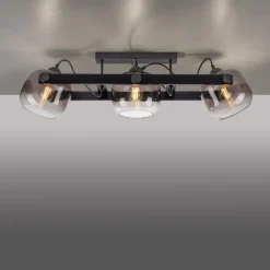 Discount Just Light Deckenspot Glas Metall E27 90 cm 3-flammig schwenkbar