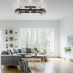 Discount Just Light Deckenspot Glas Metall E27 90 cm 3-flammig schwenkbar