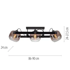 Discount Just Light Deckenspot Glas Metall E27 90 cm 3-flammig schwenkbar