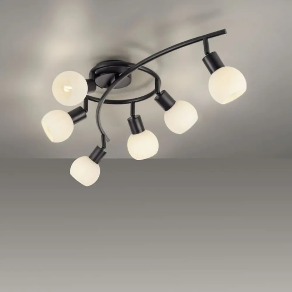 Just Light Deckenspot Glas Metall 6-flammig inkl E14 5 W flexibel* Flurlampen|Bürolampen