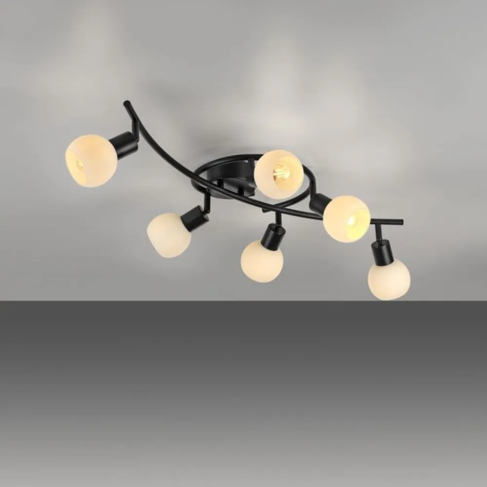 Just Light Deckenspot Glas Metall 6-flammig inkl E14 5 W flexibel* Flurlampen|Bürolampen