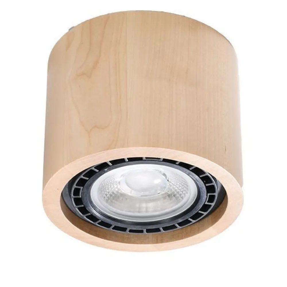 Clearance Sollux Deckenspot Holz Ø 14 cm H: 10 cm klein GU10 DIWO