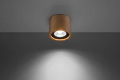 Clearance Sollux Deckenspot Holz Ø 14 cm H: 10 cm klein GU10 DIWO