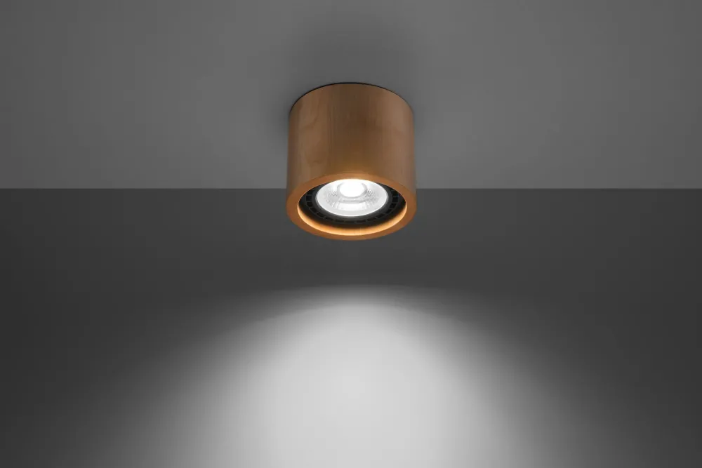 Clearance Sollux Deckenspot Holz Ø 14 cm H: 10 cm klein GU10 DIWO