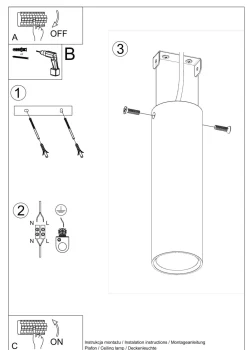 Best Sollux Deckenspot Schwarz 20 cm hoch Ø 6 cm schmal GU10 Metall
