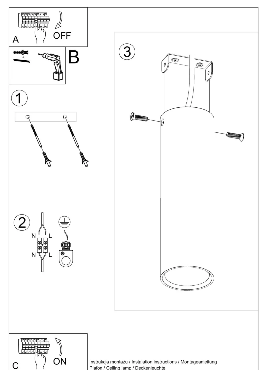 Best Sollux Deckenspot Schwarz 20 cm hoch Ø 6 cm schmal GU10 Metall