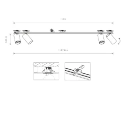 Outlet Nowodvorski Deckenspot Weiß Einbau 118 cm lang 4-flammig Weiß GU10