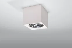 Online Sollux Deckenspot Weiß Keramik H: 14 cm klein bemalbar Würfel