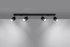 Outlet Sollux Deckenstrahöer Schwarz Chrom 81 cm lang schmal 4-flammig