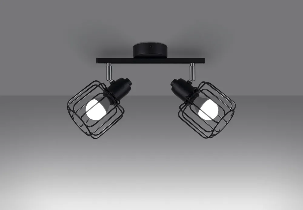 Sollux Deckenstrahöer Schwarz schwenkbar 2-flammig E14 Retro* Deckenleuchten|Flurlampen