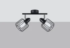 Sollux Deckenstrahöer Schwarz schwenkbar 2-flammig E14 Retro* Deckenleuchten|Flurlampen