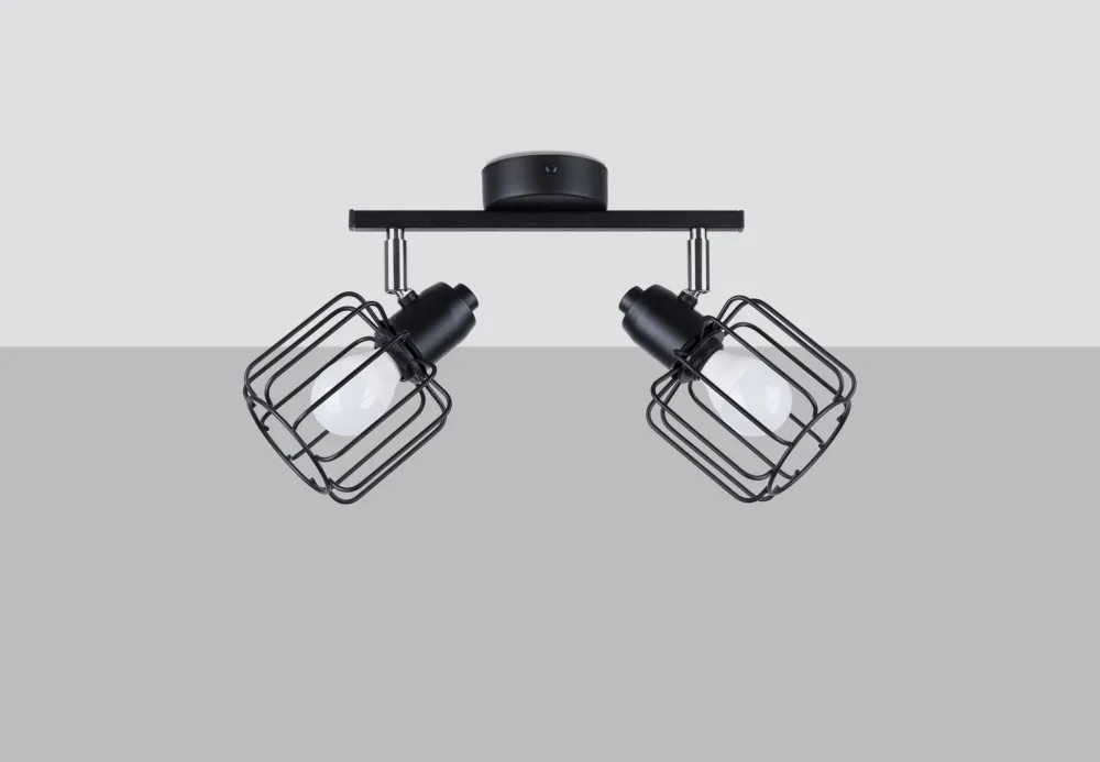 Sollux Deckenstrahöer Schwarz schwenkbar 2-flammig E14 Retro* Deckenleuchten|Flurlampen