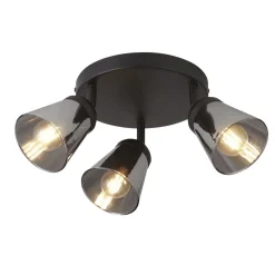 Searchlight Deckenstrahler 3-flammig Ø 42 cm Schwarz Rauchgrau E14* Deckenleuchten|Spots
