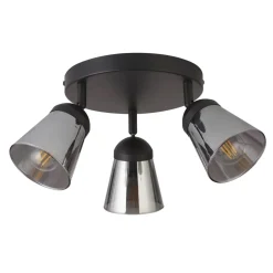 Searchlight Deckenstrahler 3-flammig Ø 42 cm Schwarz Rauchgrau E14* Deckenleuchten|Spots