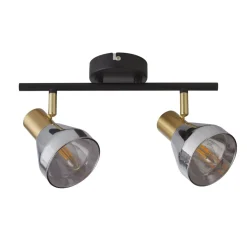 Outlet Searchlight Deckenstrahler 2-flammig E14 Rauchglas Metall verstellbar