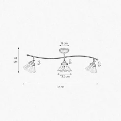 Giovanni Battista Deckenstrahler 3-flammig Keramik Messing B: 87 cm E14* Deckenleuchten|Spots