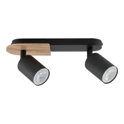 Sale TK Lighting Deckenstrahler 2-flammig Metall Holz Schwarz Natur 35 cm