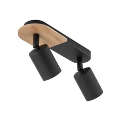 Sale TK Lighting Deckenstrahler 2-flammig Metall Holz Schwarz Natur 35 cm