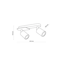 Sale TK Lighting Deckenstrahler 2-flammig Metall Holz Schwarz Natur 35 cm