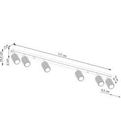 Sollux Deckenstrahler 6-flammig Rot GU10 117 cm lang groß Aluminium* Flurlampen|Wohnzimmerlampen