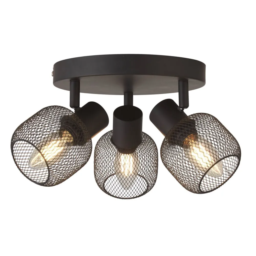 Discount Searchlight Deckenstrahler 3-flammig Schwarz E14 D: 36 cm Metall