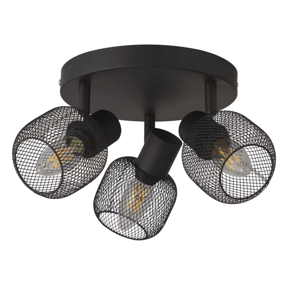 Discount Searchlight Deckenstrahler 3-flammig Schwarz E14 D: 36 cm Metall