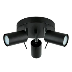 Easylight Deckenstrahler 3-flammig Schwarz Metall Ø 20 cm GU10* Deckenleuchten|Flurlampen